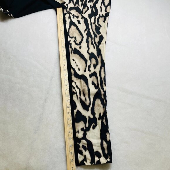 Diane Von Furstenberg Womens Black Animal Print Mary Mikado Pants Size 10 - Picture 10 of 11